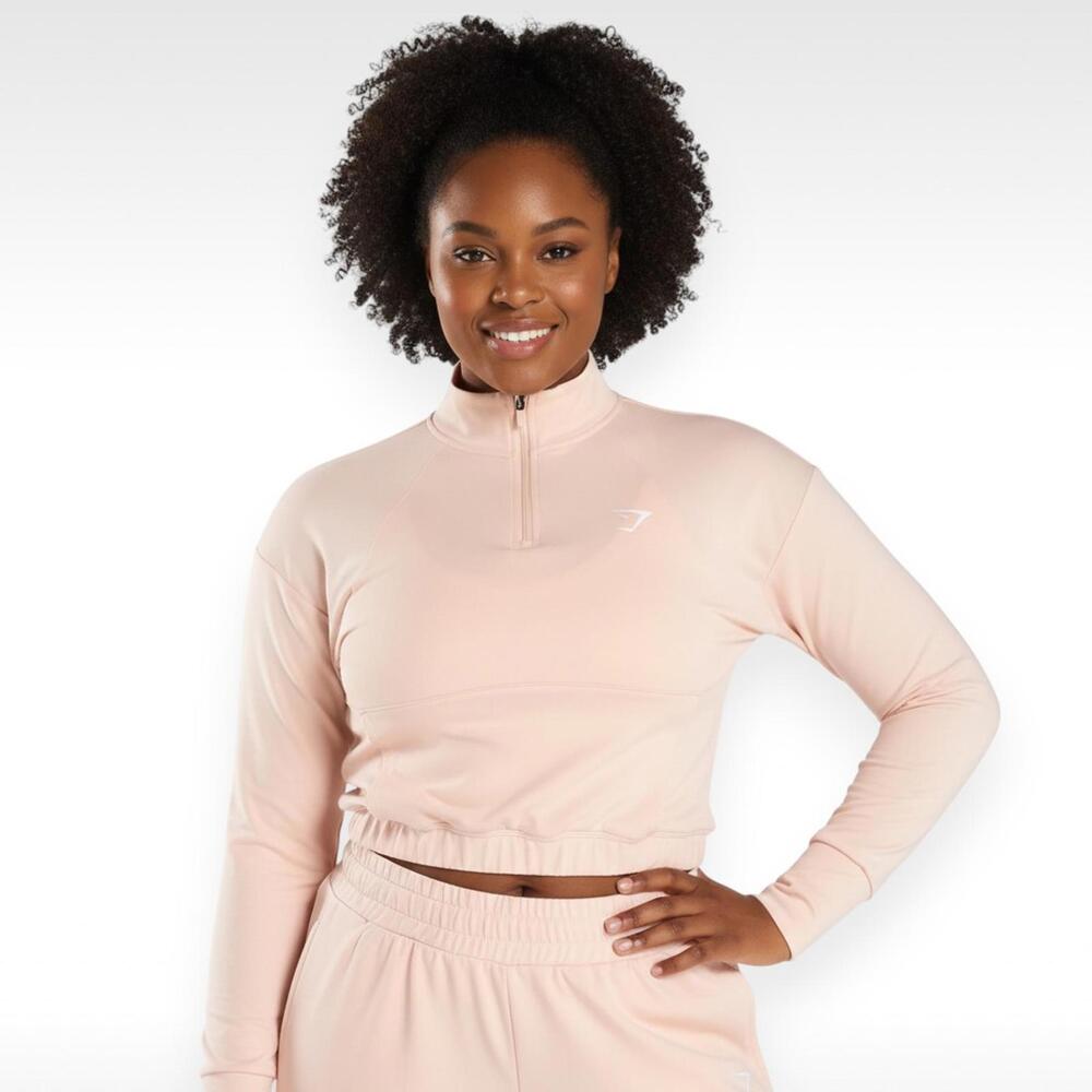 Gymshark Pink Pippa Training Pullover Quarter Zip | Sweatshirt | Size XL